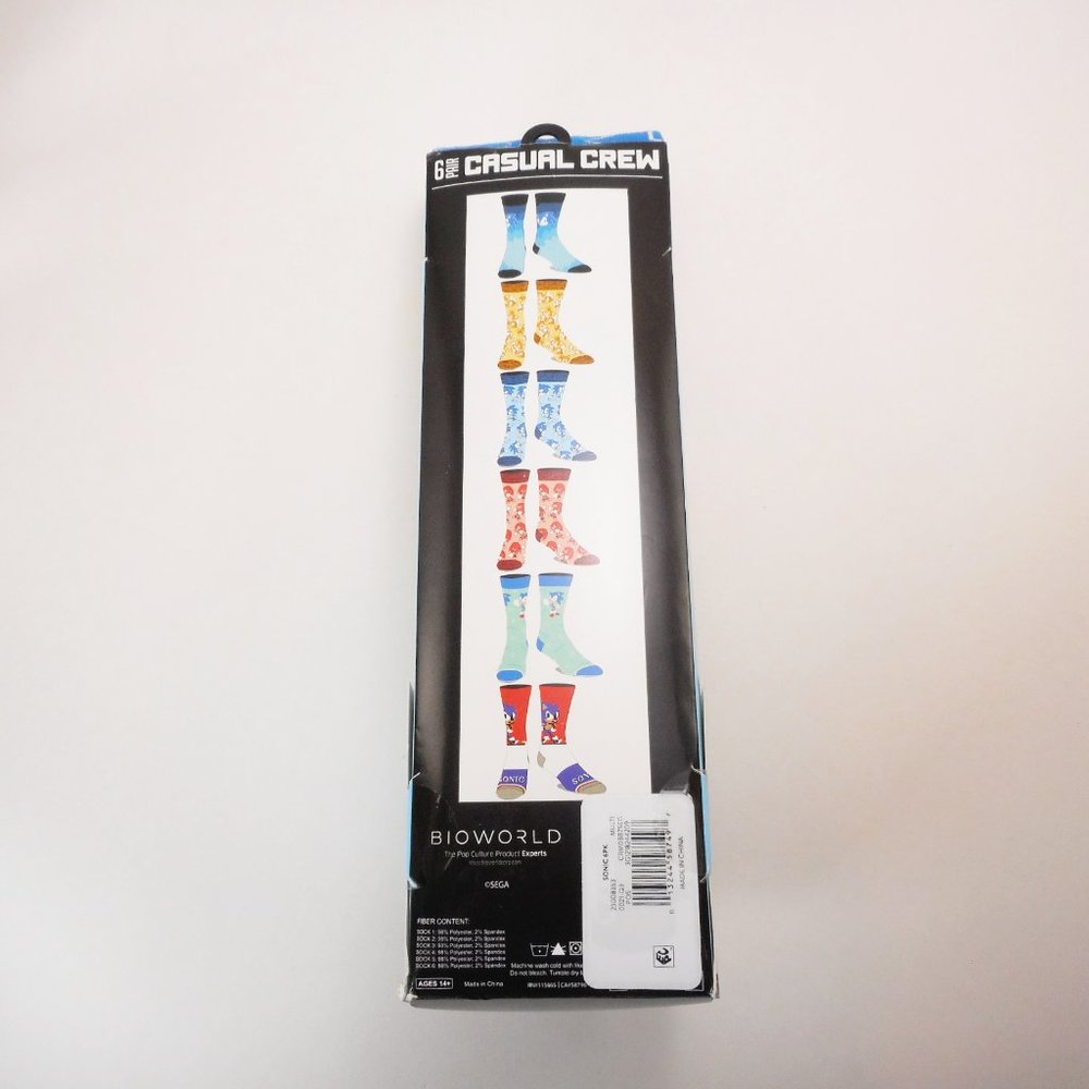 Sonic the Hedgehog Crew Socks 6 Pair Men's size US 8-12 - Picture 5 of 7